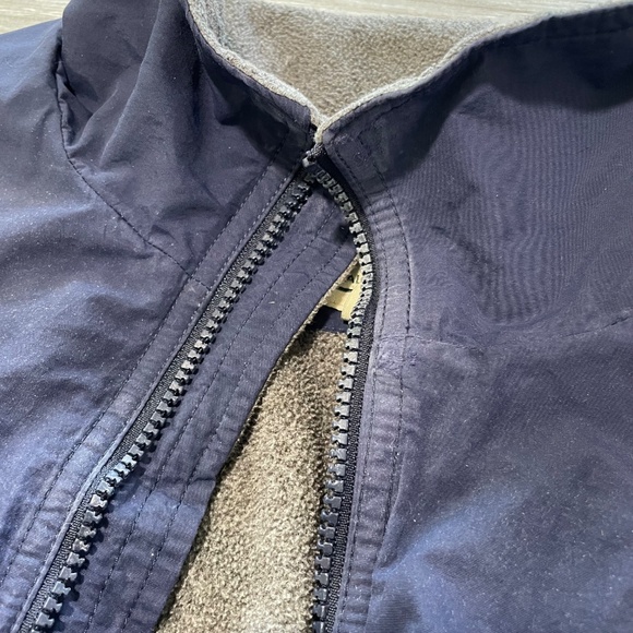 L.L.Bean Navy Men's Warm-Up Jacket with Gray Inner Fleece Lining & Zip Pockets - Picture 11 of 13